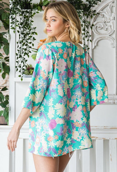 Lila Green Floral Cardigan