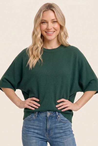Elbow Sleeve Solid Sweater Spruce