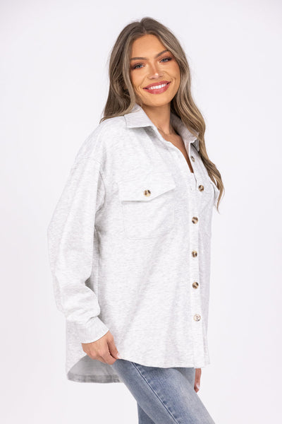 Chesapeake Solid Shacket Washed Light Grey