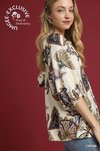 UMGEE Boho Paisley Top Cream Mix