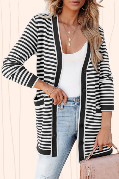 Kennedy Striped Longer Length Cardigan