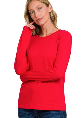 Basics Cotton Crew Tee Ruby Red