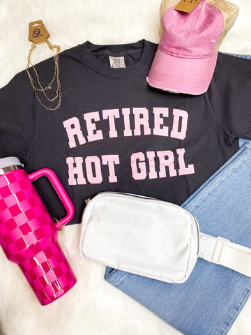 Retired Hot Girl Comfort Colors Tee Graphite