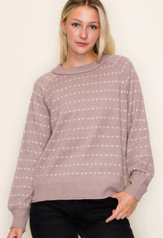 Taupe Dotted Stripe Sweater