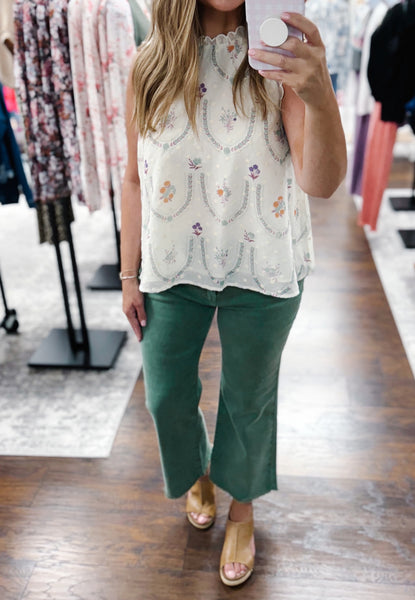 Wide Leg Crop Jean Dark Olive