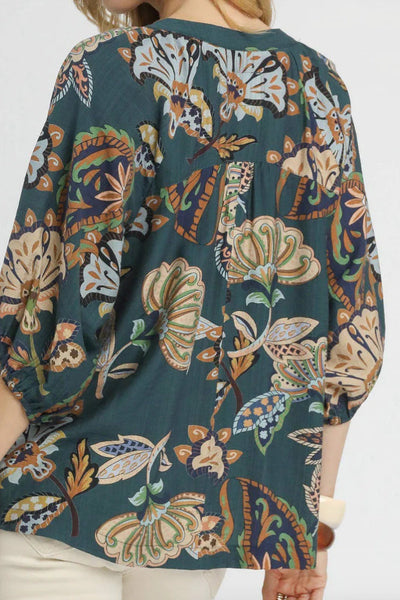 UMGEE Boho Paisley Top Teal Mix