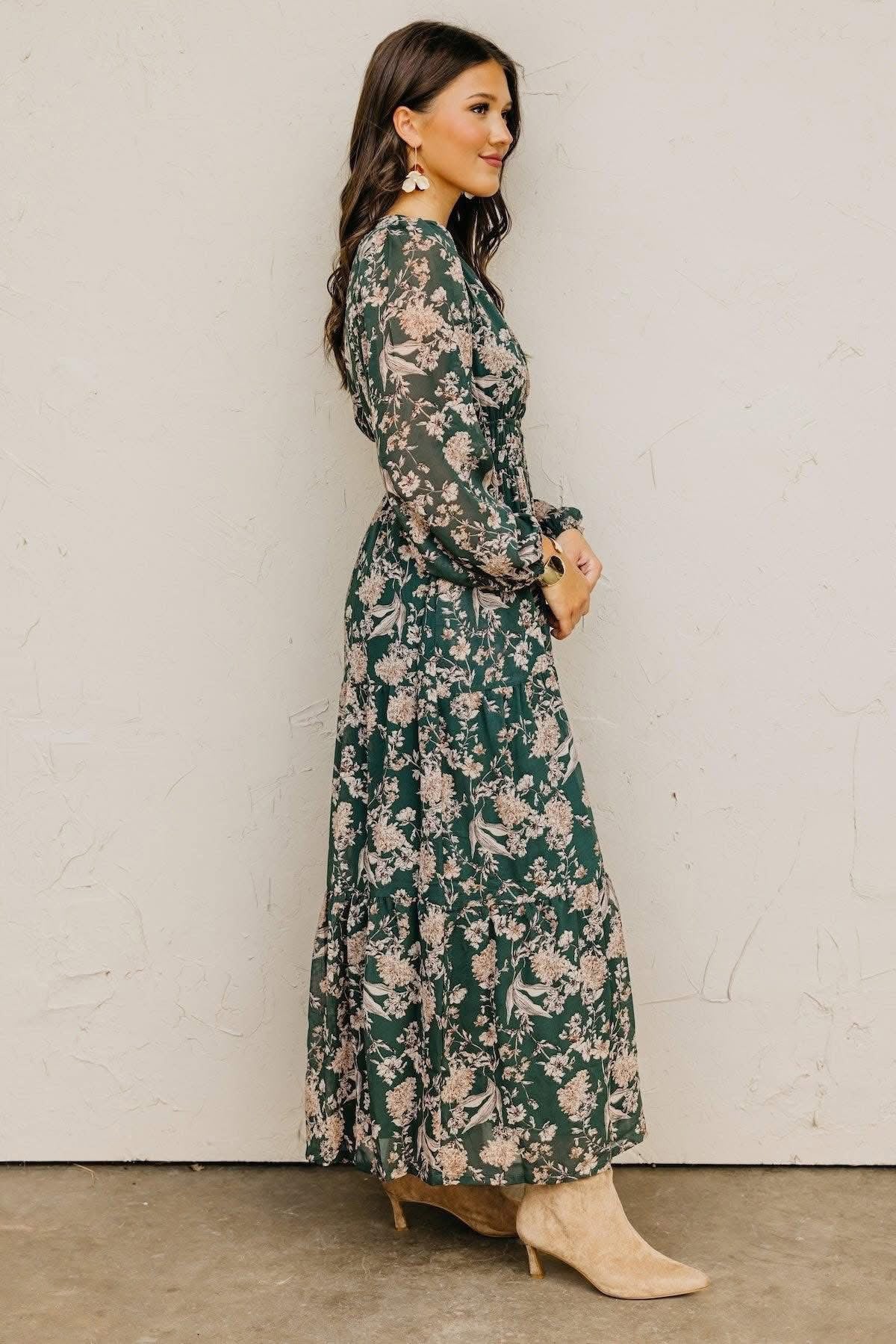 Stevie Dark Green Floral Dress – Magnolia Trading Post