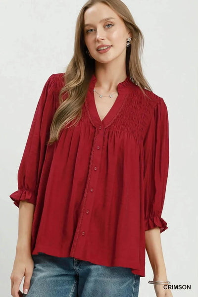 UMGEE Crimson Ruffe Top