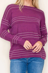 Magenta Triple Stripe Sweater