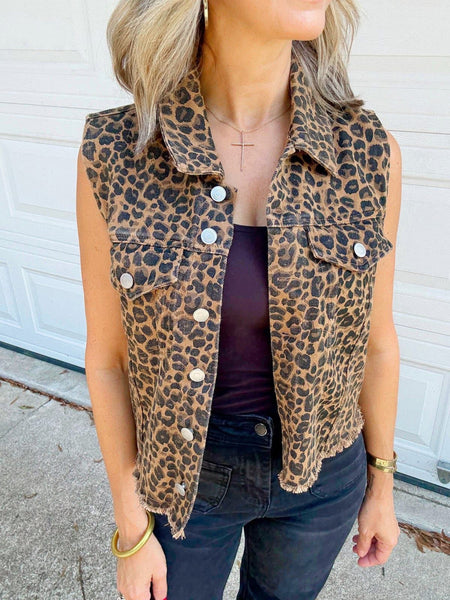 Leopard Denim Vest