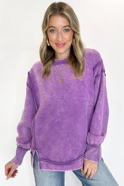 Violet Acid Wash Seam Sweatshirt