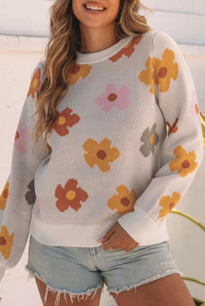 Cream Floral Sweater