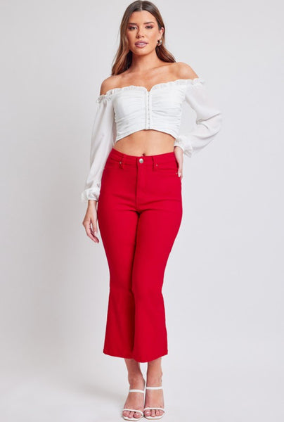 Hyperstretch Crop Kick Flare Pant Ruby Red