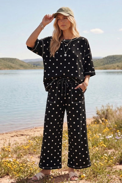 Polka Dot Scuba 2PC Lounge SET Black