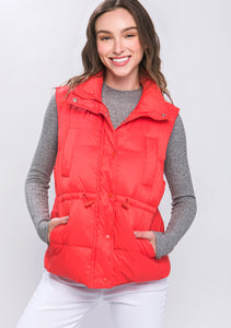 Red Zip Up Puffer Vest