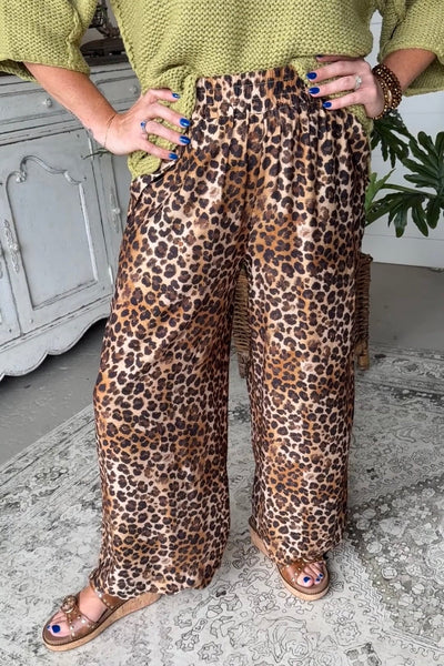 UMGEE Leopard Wide Leg Pant Latte
