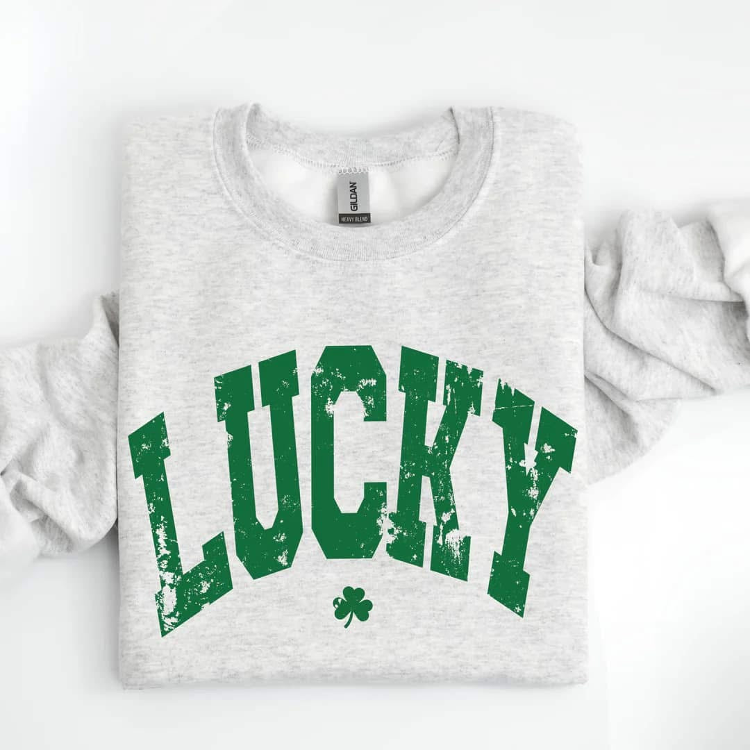 Lucky Premium Graphic Sweatshirt Ash Grey