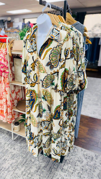 UMGEE Cream Boho Floral Dress