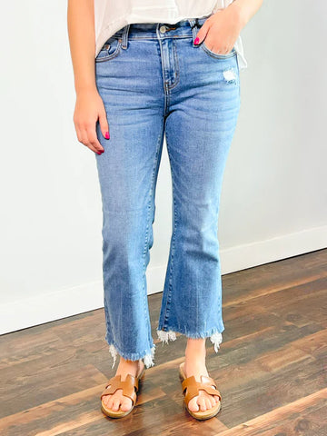 Zenana Denim Medium Wash Leslie Crop Jean