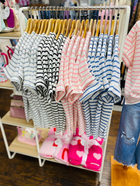 Stripe Textured Tee Green