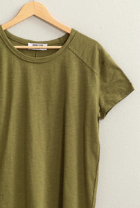 Relaxed Solid Cotton Tee Moss