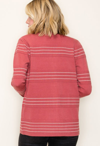 Stitch Stripe Cardigan Marsala