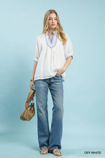 UMGEE White Contrast Top