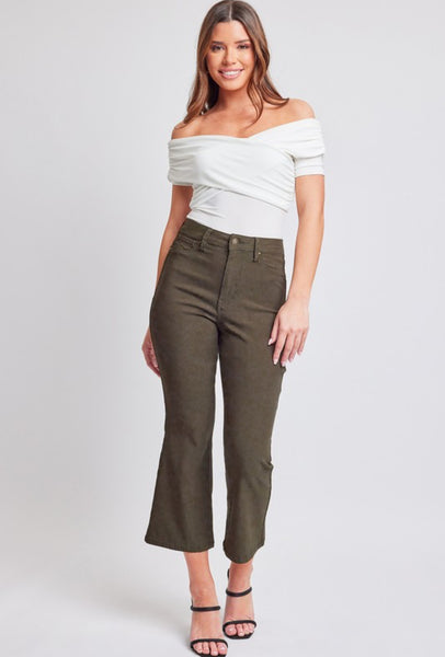 Hyperstretch Crop Kick Flare Pant Dark Olive