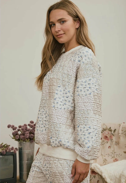 Multi Floral Patchwork Top Cream Mix