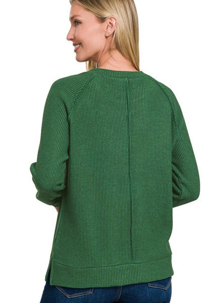 Crew Neck Raglan Sweater Dark Green