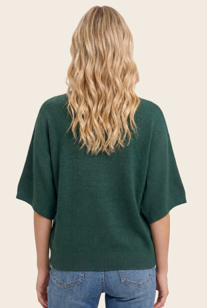 Elbow Sleeve Solid Sweater Spruce