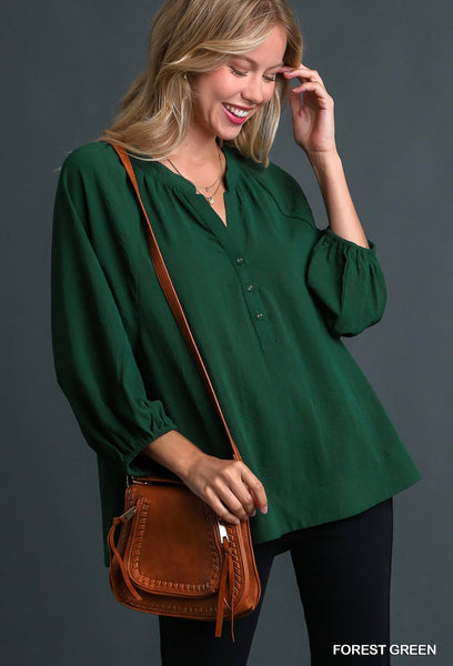 UMGEE Forest Notched Neckline Top