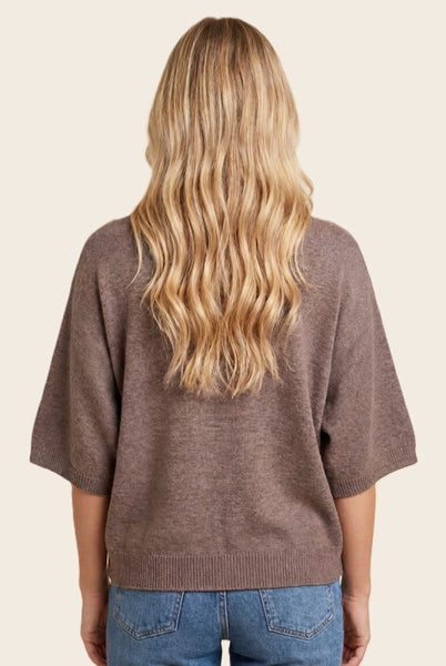Elbow Sleeve Solid Sweater Light Mocha