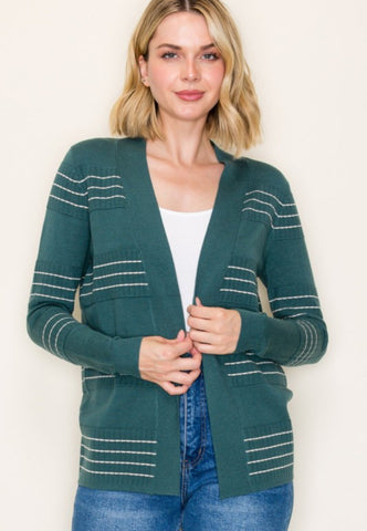 Stitch Stripe Cardigan Jade
