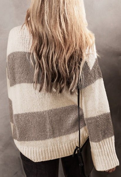 Lanie Taupe Classic Stripe Sweater