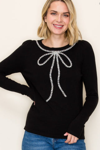 Black Jewel Bow Sweater