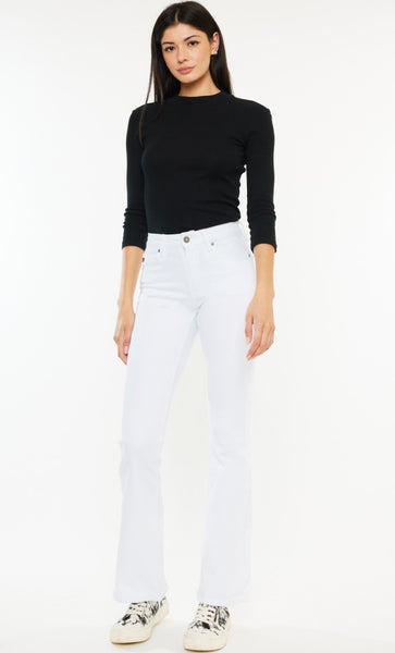 PETITE White KanCan Mid Rise Flare Jean