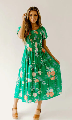 Dana Green Floral Midi Dress