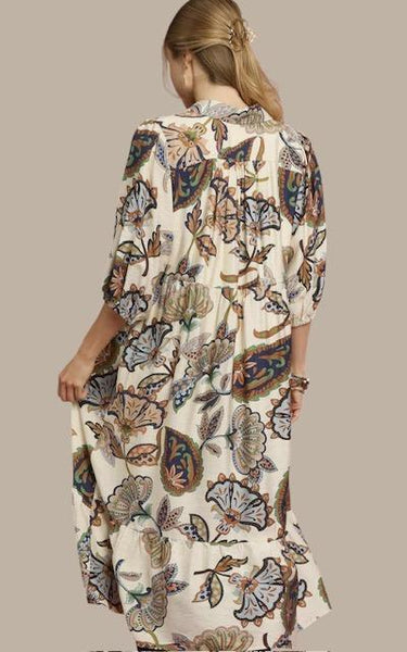 UMGEE Cream Boho Floral Dress