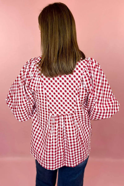 UMGEE Red Gingham Checkered Top