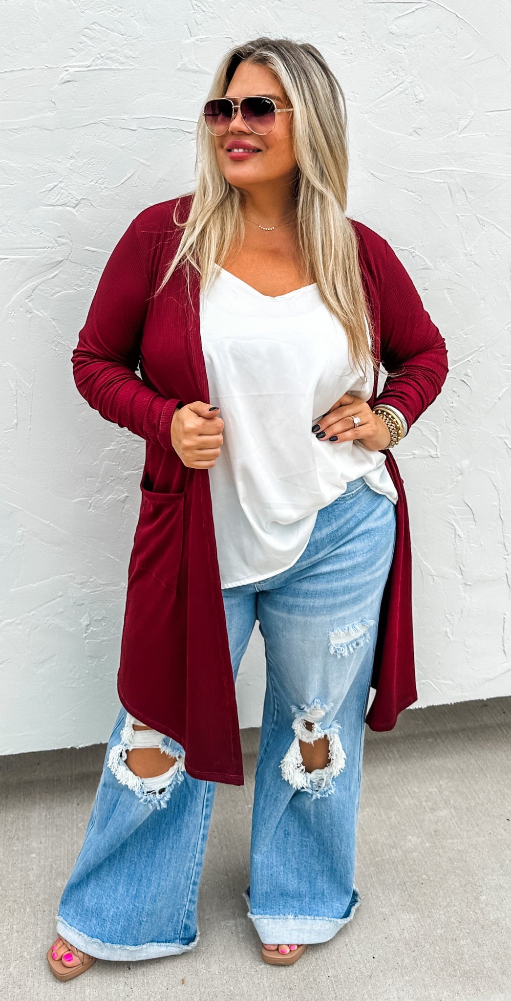 Sierra Pocket Cardigan Burgundy