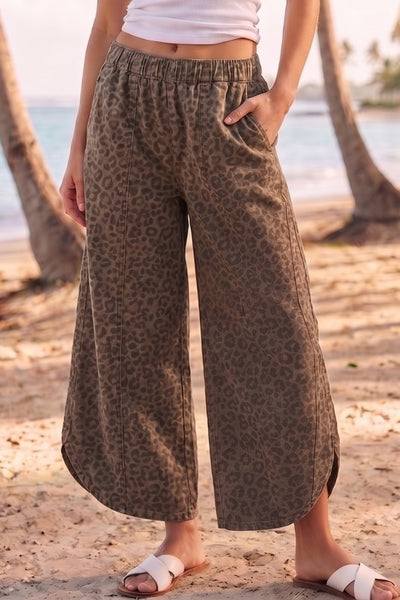 Tulip Hem Pant Mocha Leopard