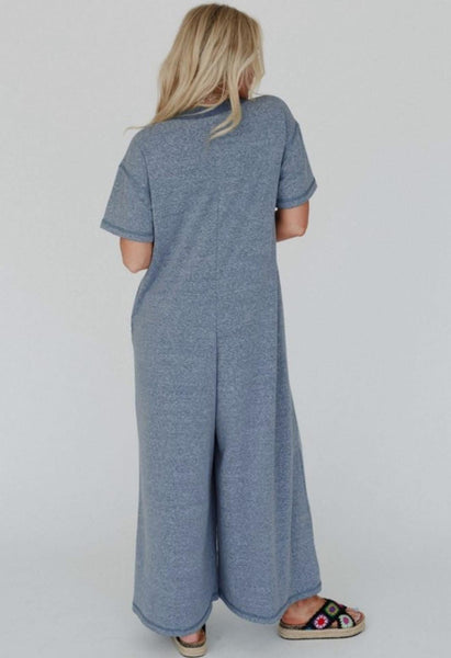 Jodi Denim Blue Short Sleeve Jumpsuit