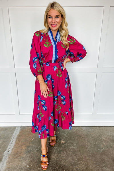 UMGEE Floral Midi Dress Berry Mix