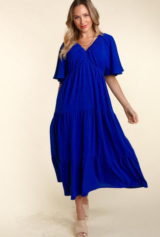 Ruffle Tiered Maxi Dress Royal Blue