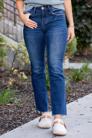 Lovervet Dark Wash Ankle Mini Flare Jean