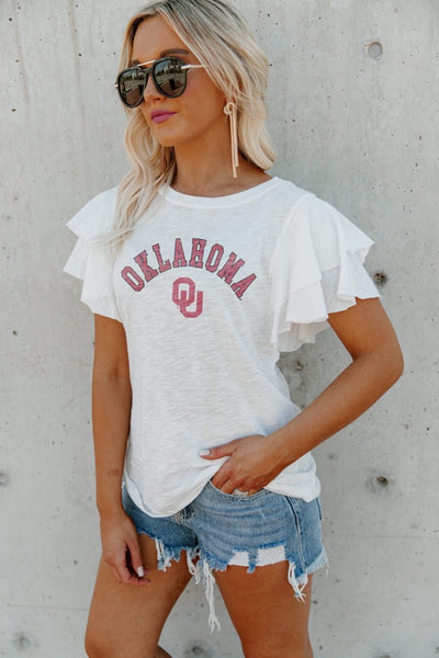 Oklahoma Sooners Flutter Sleeve Top