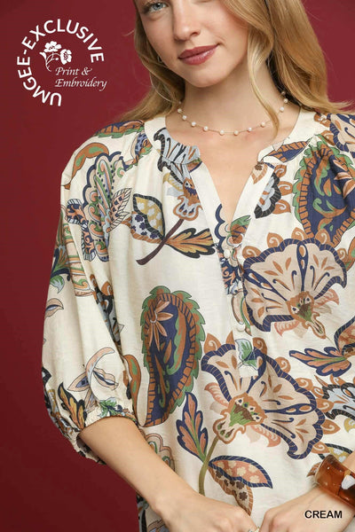 UMGEE Boho Paisley Top Cream Mix