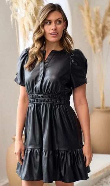 Black Leather Party Dress