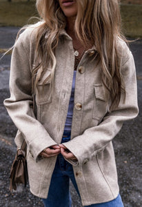 Heather Grey Button Down Shacket Jacket